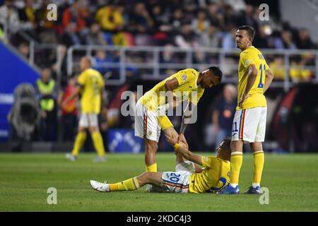 Darius Olaru im Einsatz beim UEFA Nations League -League B Group 3 Spiel zwischen Rumänien und Finnland im Rapid Giulesti Stadium am 11. Juni 2022 in Bukarest, Rumänien. (Foto von Alex Nicodim/NurPhoto) Stockfoto