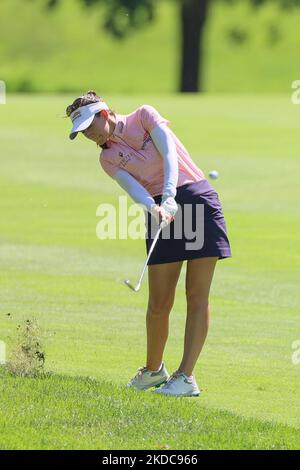Cheyenne Knight of Aledo, Texas trifft vom Fairway bis zum 3. Green während der ersten Runde des Meijer LPGA Classic Golfturniers im Blythefield Country Club in Belmont, MI, USA Donnerstag, 16. Juni 2022. (Foto von Amy Lemus/NurPhoto) Stockfoto