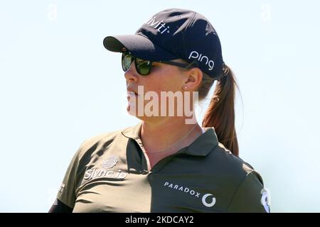 Jennifer Kupcho aus Westminster, Colorado, läuft am Samstag, den 18. Juni 2022, vom 9.-Abschlag während der dritten Runde des Meijer LPGA Classic Golfturniers im Blythefield Country Club in Belmont, MI, USA. (Foto von Amy Lemus/NurPhoto) Stockfoto