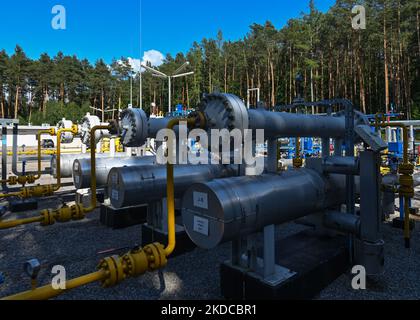 Erdgasförderplan Zalesie OZG - Jasionka II, im Bor-Wald bei Rzeszow. Am Freitag, den 17. Juni 2022, in Rzeszow, Woiwodschaft Podkarpackie, Polen. (Foto von Artur Widak/NurPhoto) Stockfoto