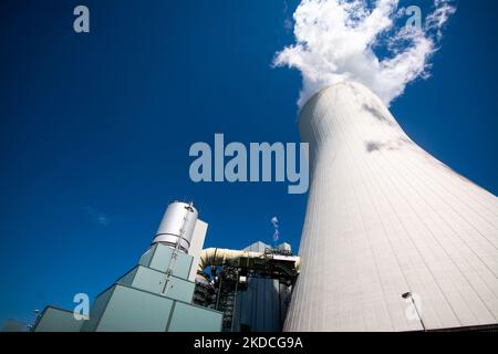 Die allgemeine Ansicht des Kohlekraftwerks Walsum wird am 22. Juni 2022 in Dusburg, Deutschland, gesehen, da Deutschland plant, Kohle anstelle von Gas für die Stromerzeugung zu verwenden, um mit dem verringerten Gasfluss aus der Nord Stream-Pipeline fertig zu werden. (Foto von Ying Tang/NurPhoto) Stockfoto