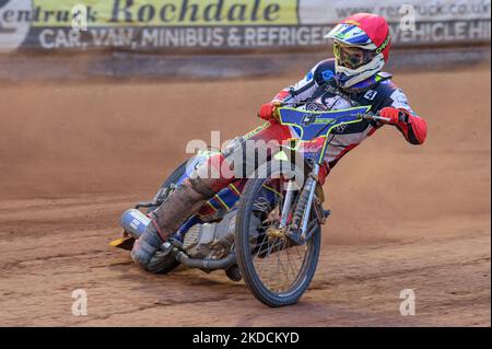 Nathan Abritt im Einsatz für Belle Vue Cool Running Colts während des Spiels der National Development League zwischen Belle Vue Colts und Berwick Bullets am Freitag, den 24.. Juni 2022, im National Speedway Stadium in Manchester. (Foto von Ian Charles/MI News/NurPhoto) Stockfoto