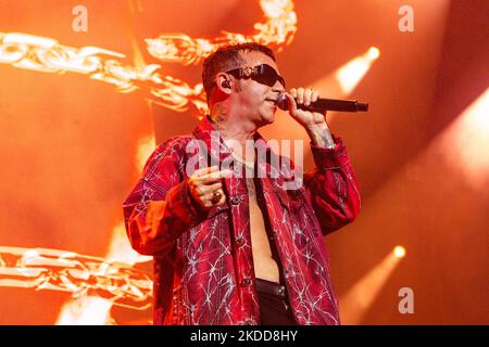 Der italienische Rapper Salmo spielt am 06 2022. Juli live im Giuseppe Meazza Stadion in San Siro in Mailand (Foto: Mairo Cinquetti/NurPhoto) Stockfoto