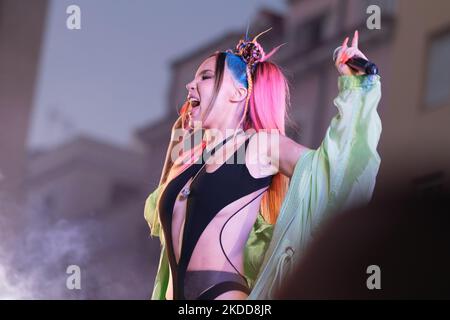 Die Sängerin Belinda bei einem Auftritt im LGTB Pride in Madrid, 6. Juli 2022 Spanien. (Foto von Oscar Gonzalez/NurPhoto) Stockfoto