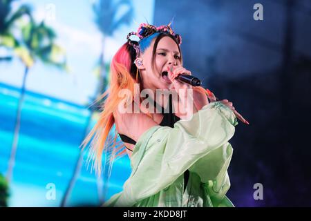 Die Sängerin Belinda bei einem Auftritt im LGTB Pride in Madrid, 6. Juli 2022 Spanien. (Foto von Oscar Gonzalez/NurPhoto) Stockfoto