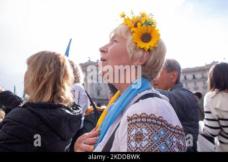 Rom, Italien. 5.. November 2022. Ukrainische Frau bei der Friedensdemonstration in Rom (Foto: © Matteo Nardone/Pacific Press via ZUMA Press Wire) Stockfoto