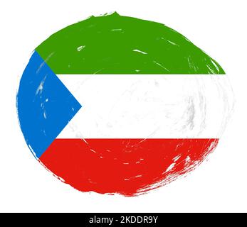Äquatorialguinea-Flagge auf einem verzweifelten weißen Pinselhintergrund gemalt Stockfoto