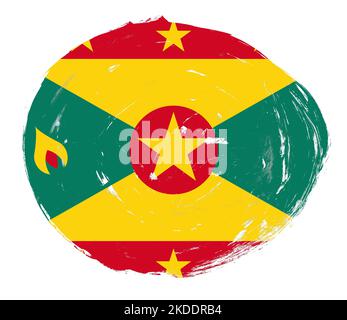 Grenada-Flagge auf einem verzweifelten weißen Pinselhintergrund gemalt Stockfoto