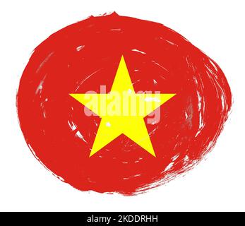 Vietnam-Flagge auf einem verzweifelten weißen Pinselhintergrund gemalt Stockfoto