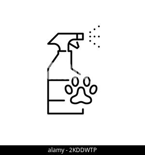 PET-Spray in einer Flasche. Pixel-perfektes, bearbeitbares Strichsymbol Stock Vektor