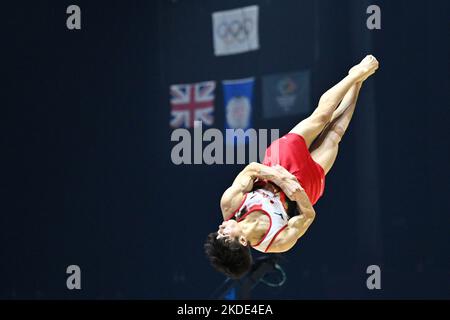 Liverpool, Großbritannien. 05.. November 2022. DOI Ryosuke (JAP) Boden während der Kunstturnen-Weltmeisterschaft - Apparat Womenâ&#x80;&#X99;s und Menâ&#x80;&#X99;s Finale, Gymnastik in Liverpool, Vereinigtes Königreich, November 05 2022 Quelle: Independent Photo Agency/Alamy Live News Stockfoto