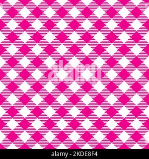 Nahtlose rosa Weiß traditionelle Gingham Muster Stoff Textur für Design Stock Vektor