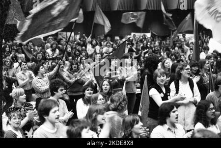 Der Bundeskongress der linken Sozialistischen Deutschen Arbeiterjugend (SDAJ) 7. im Jahr 1982, Deutschland Stockfoto