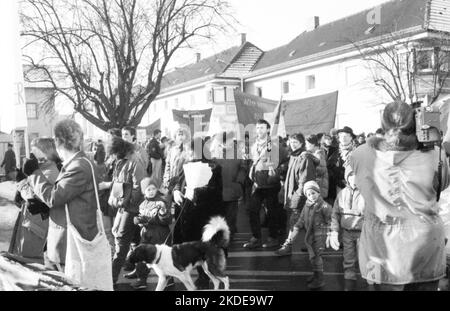 Begleitet von Protesten war die Parteikonferenz der rechtsextremen Republikaner im Jahr 1990, das Foto zeigt:, Deutschland Stockfoto