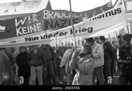 Begleitet von Protesten war die Parteikonferenz der rechtsextremen Republikaner im Jahr 1990, das Foto zeigt:, Deutschland Stockfoto