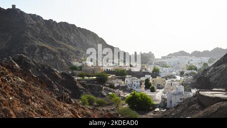 Oman ist eines der am dichtesten besiedelten Länder der Welt. Bis vor ein paar Jahren mussten Touristen sehr mutig sein, es zu besuchen. Das Bild Stockfoto