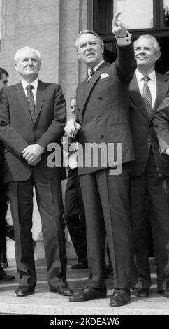 Der Krupp-Konzern nutzte den Besuch des wichtigen DDR-Politikers Günter Mittag in Bonn für Gespräche in der Villa Huegel mit Berthold Beitz Stockfoto