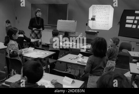 Die Bildungsmesse Interschool '80 7. am 5. Mai 1980 in der Westfalenhalle Dortmund. Probenklasse, Deutschland Stockfoto