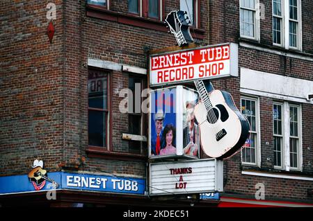 Ernest Tubb Record Shop am Broadway, Nashville, Tennessee, Vereinigte Staaten von Amerika Stockfoto