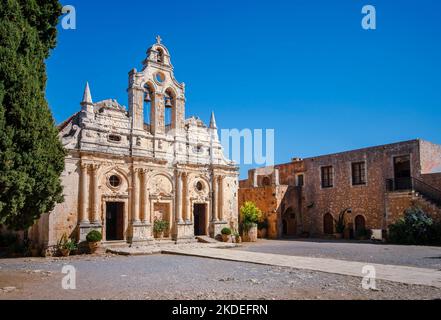 Das Kloster Arkadi (auf griechisch Moní Arkadíou) ist ein orthodoxes Kloster in der Nähe von Rethymno. Es ist eines der historischsten Klöster Kretas. Stockfoto