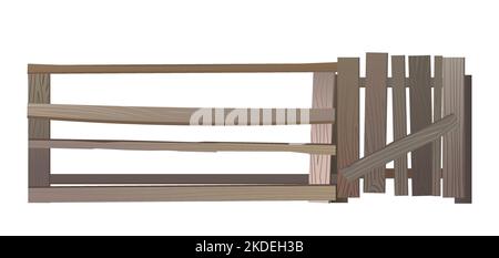 Aus alten Brettern und schmalen Latten. Isoliert auf weißem Hintergrund Vektor. Stock Vektor