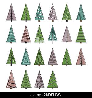 Handgezeichnete Weihnachtsbäume. Feiertage Hintergrund. Abstraktes Doodle Zeichnung Hölzer. Vektorgrafiken. Stock Vektor