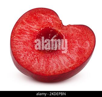Cherry-Scheibe isoliert auf weißem Hintergrund, voller Schärfentiefe, Schnittpfad Stockfoto