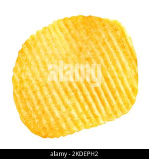 Kartoffelchips isoliert auf weißem Hintergrund, Schnittpfad, volle Schärfentiefe Stockfoto