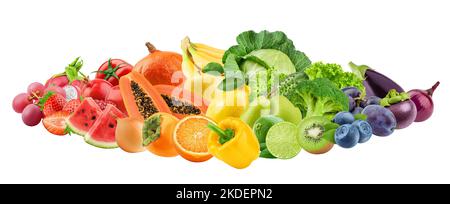 Collage aus frischen Früchten, gesundes Lebensmittelkonzept Stockfoto