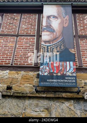 Haakon VII. Von Norwegen, der sich der Nazi-Herrschaft widersetzte, Norwegisches Widerstandsmuseum, Oslo, Norwegen, Skandinavien, Europa. Stockfoto