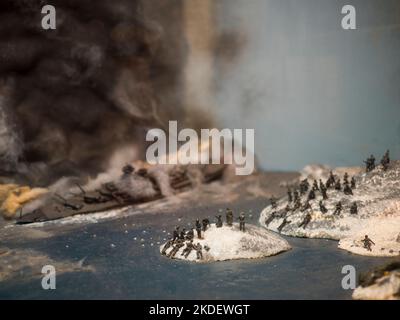 Deutsches Schlachtschiff Tirpitz , zerstörtes Norwegen, 2. Weltkrieg, Norwegens Widerstandsmuseum, Festung Akershus, Oslo, Norwegen, Skandinavien, Europa. Stockfoto