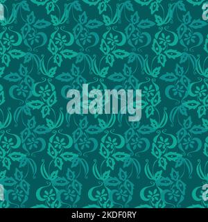 Ein blaugrün stilisiertes, nahtloses Vektormuster Stock Vektor