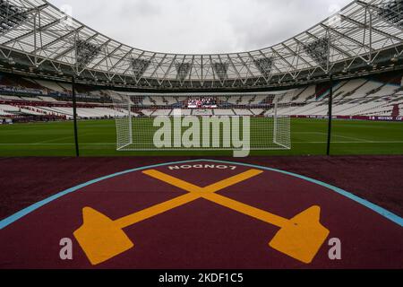 London, Großbritannien. 06.. November 2022. Eine allgemeine Ansicht des Stadions während des Premier League-Spiels West Ham United gegen Crystal Palace im London Stadium, London, Großbritannien, 6.. November 2022 (Foto von Arron Gent/News Images) in London, Großbritannien am 11/6/2022. (Foto von Arron Gent/News Images/Sipa USA) Quelle: SIPA USA/Alamy Live News Stockfoto