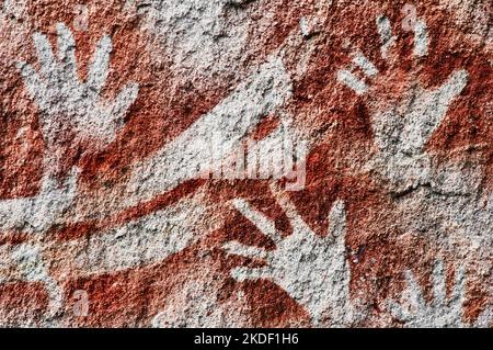 Felskunst der Aborigines im Carnarvon National Park. Stockfoto