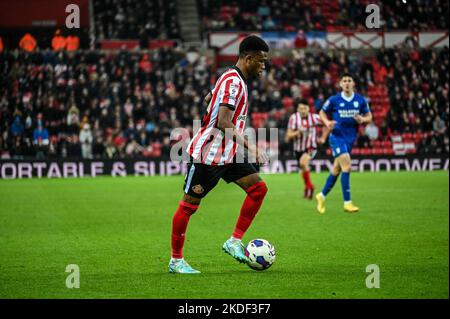 Sunderland AFC-Stürmer Amad Diallo im Einsatz gegen Cardiff City in der Sky Bet Championship. Stockfoto