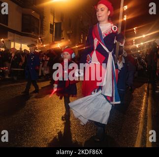 Bonfire Night Lewes, East 5. November Sussex, Großbritannien Stockfoto
