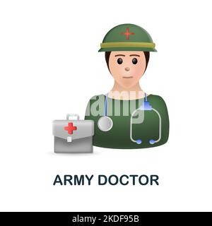 Symbol „Armeearzt“. 3D Illustration aus der Kriegssammlung. Creative Army Doctor 3D Symbol für Web-Design, Vorlagen, Infografiken und mehr Stock Vektor