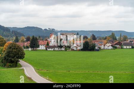 Eindruck von Altmannshofen, einem Teil von Aichstetten im süddeutschen Ravensburger Stadtteil Stockfoto