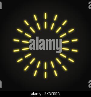 Neon-Sunburst-Rahmen im Line-Stil. Runde, leuchtende Linien, Feuerwerk glänzt. Vektorgrafik. Stock Vektor