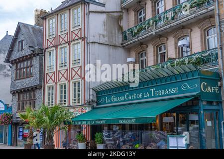 Typisches Haus, Außenansicht, Stadt Morlaix, Département Finistère, Bretagne, Frankreich Stockfoto