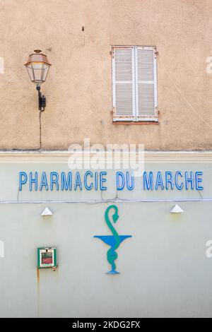 Apotheke auf Korsika in Ile Rousse Korsika am mittelmeer Stockfoto