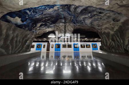 Stockholmer Tekniska Högskolan U-Bahn- oder U-Bahn-Stationen Kunstwerke, die als die längste Kunstausstellung der Welt in Schweden gilt Stockfoto