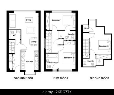 Symbol Grundriss. Bilder des Hotellogos. Schwarzes Linien-Symbol für Haus. Beliebtes Medienelement. Immobiliensymbol. Stockfoto