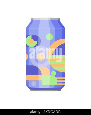 Cartoon Aluminium Dose. Design mit Aluminiumgehäuse. Metalldose für Getränke. Vektordarstellung auf weißem Hintergrund isoliert. Stock Vektor