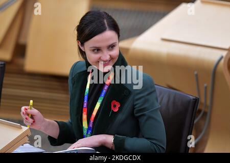 Edinburgh Schottland, Großbritannien 03. November 2022. Màiri McAllan im schottischen Parlament. Kredit sst/alamy live Nachrichten Stockfoto