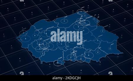 Polen Blue Map Big Data Visualisierung. Infografik zur futuristischen Karte. Informationsästhetik. Visuelle Datenkomplexität. Komplexe Polen Datengrafik Stockfoto