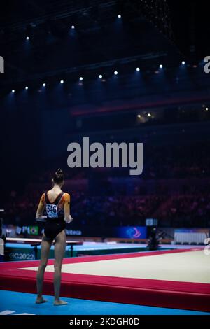 Liverpool, Großbritannien. 06.. November 2022. Liverpool, England, November 6. 2022 Naomi Visser (NED) tritt beim Apparat-Finale bei den FIG-Turnweltmeisterschaften in der M&S Bank Arena in Liverpool, England an.Dan O' Connor (Dan O' Connor/SPP) Quelle: SPP Sport Pressefoto. /Alamy Live News Stockfoto