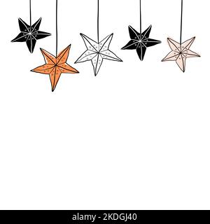 Papiersternlaternen. Handgezeichnete Vektorgrafik. Stock Vektor