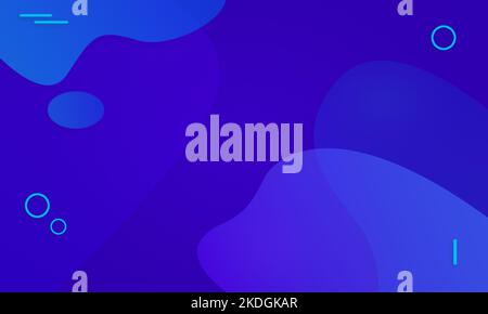 Abstrakt flach Flüssigkeit Stil Design Hintergrund mit lebendigen blauen Farben. Abstrakter, hochauflösender Vollformat-Hintergrund mit modernem Hintergrund und Kopierbereich. Stockfoto