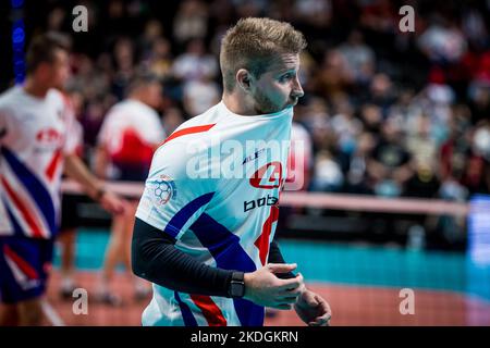 Prag, Tschechische Republik. 06.. November 2022. Lukas Rosenberk aus der Tschechischen Republik nach dem UNIF Futnet World Championship Männer Dreikampf Tschechien gegen Slowakei, Prag, Tschechien, 6. November 2022. Quelle: Jaroslav Svoboda/CTK Photo/Alamy Live News Stockfoto